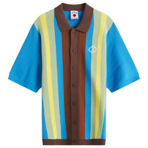 アイスクリーム メンズ アウター カーディガン ポロシャツ ニット ICECREAM Jacquard Knit Short Sleeve Polo Cardigan Blue ブルー