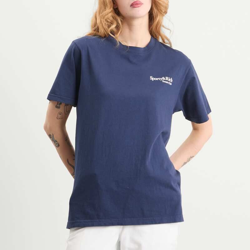 スポーティ アンド リッチ レディース トップス Tシャツ Sporty Rich Play Tennis TShirt Dark Navy ネイビー