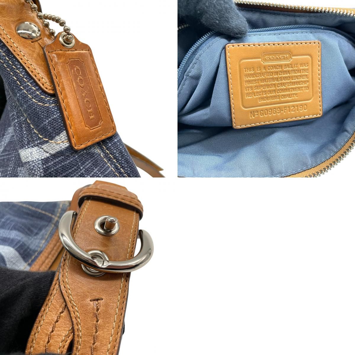 美品 コーチ COACH デニム シグネチャー ショルダーバッグ ワン 