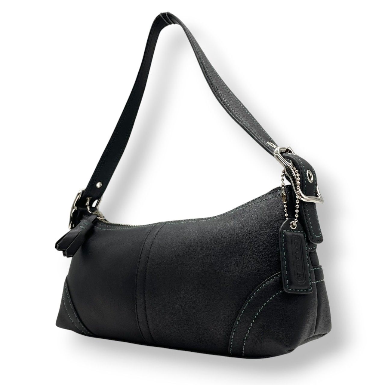 コーチ COACH ソーホー レザー ショルダーバッグ ハンドバッグ ワンショルダー 8 A 64 本革 ブラック 黒 ブルーステッチ 肩掛け ホーボー ミニバッグ Y 2 K レディース 鞄 カバン カジュアル 軽量 お出かけ s 11