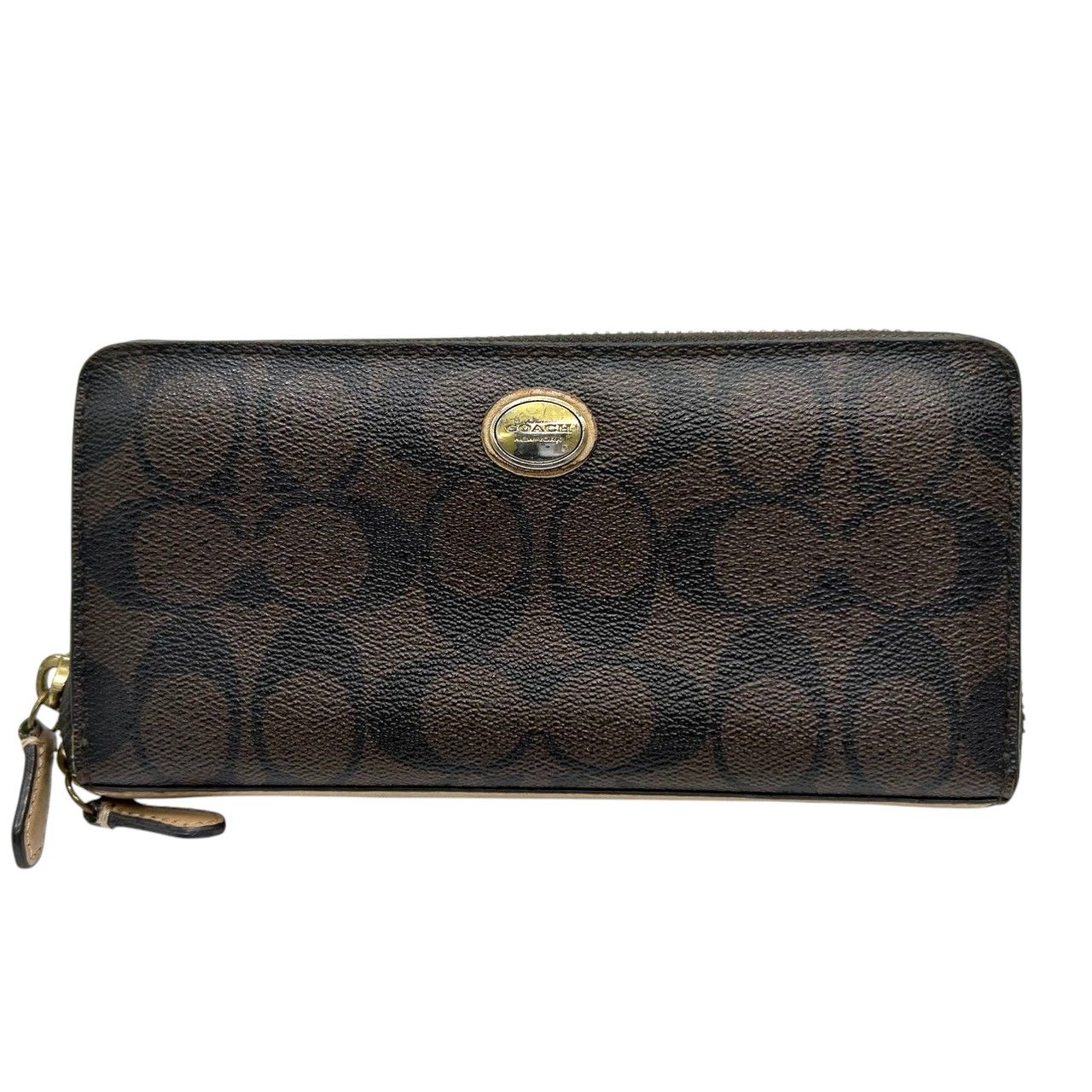 コーチ COACH 長財布 アコーディオンジップ ラウンドファスナー シグネチャー PVC レザー ブラウン ダークブラウン 茶色 F 50180 ロゴプレート 大容量 多機能 レディース メンズ ユニセックス ウォレット プレゼント M 4