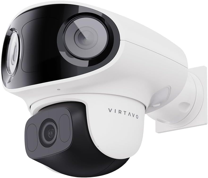 virtavo 防犯カメラ 屋外 三眼カメラ カラフルナイトビジョン 監視カメラ 見守りカメラ ネットワーク WiFi 動体検知 双方向音声 暗視撮影 alexa対応 Micro SD クラウドストレージ対応 POE対応 1080 P e 1 d 684