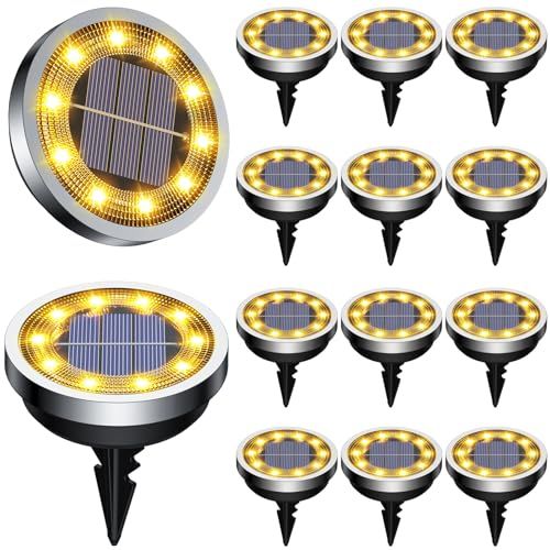 ソーラーライト 屋外 IP 65防水 埋め込み式 ガーデンライト ソーラー 高輝度 LED 自動点灯 光センサー 太陽光パネル充電 庭 玄関先 芝生 車場 歩道 設置簡単 防災対策 防犯ライト 置き型 電球色 1 c 04 be 705