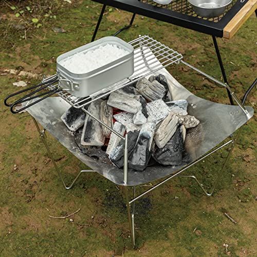 BUNDOK バンドック 焚火台 Lotus ロータスプラス BD 467 網付き ステンレス 収納ケース付 コンパクト シルバー 4 eb 19771