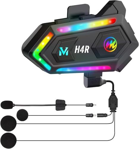 バイク用ヘッドセット Moman モーマン H 4 R バイクインカム用イヤホン AIボイス音声アシスタント RGB 16種類色モード変換 32時間連続使用 独り使用 ワイヤレス5 3 IPX 6防水 TYPE C 1000 mAhバ 576 b 0261