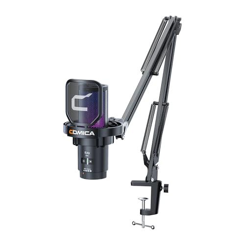 COMICA USBコンデンサーマイク ゲーミングマイク ブームアーム付き マイクセット 単一指向性 RGBライティング ノイズ軽減 ワンタッチミュート web配信 テレワーク ポットキャスト コンテンツクリエーター ストリーミング 109 e 8 b 0 d