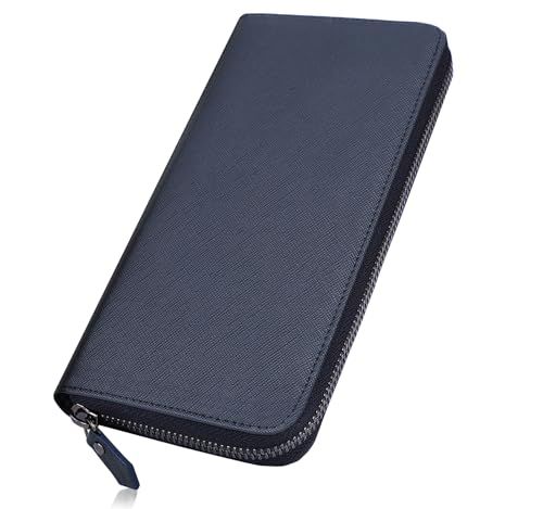 ATIANNI 財布 メンズ 長財布 大容量 本革 ラウンドファスナー スキミング防止 セパレート型 小銭入れ 一流の財布職人が作る 紳士用 ビジネス スタイリッシュ 牛革 さいふ ブルー 15 d 21 ae 7