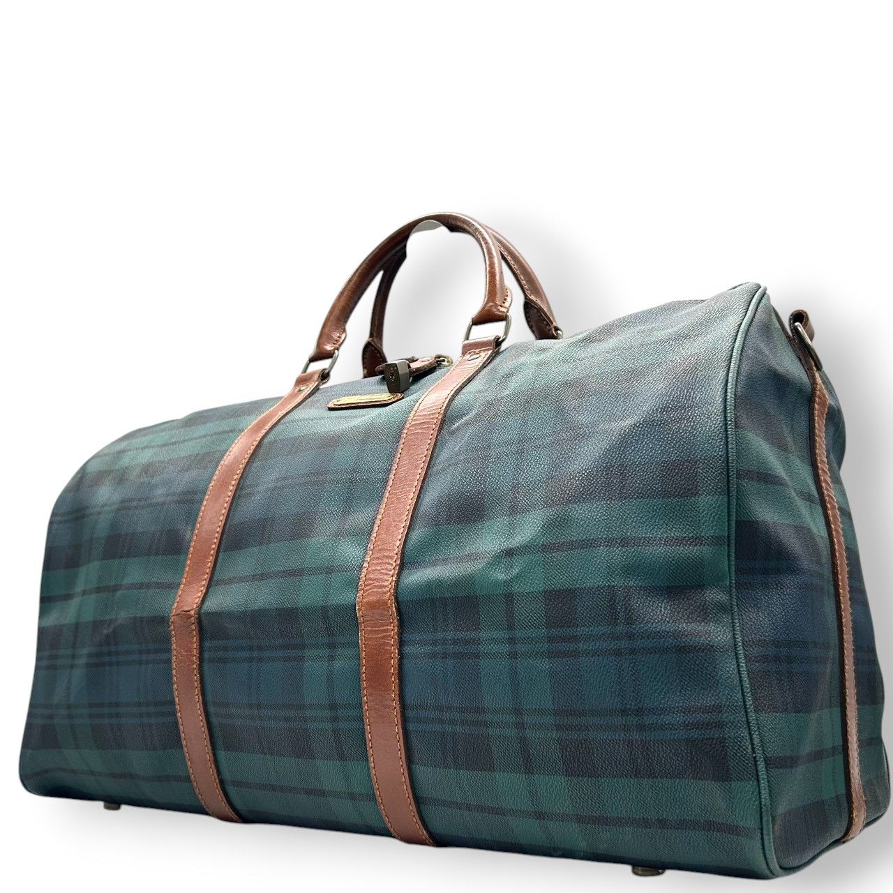 ポロラルフローレン ビンテージ PVC レザー トラベル ボストンバッグ ポロラルフローレン ボストンバッグ PVC レザー チェック柄 ブラック