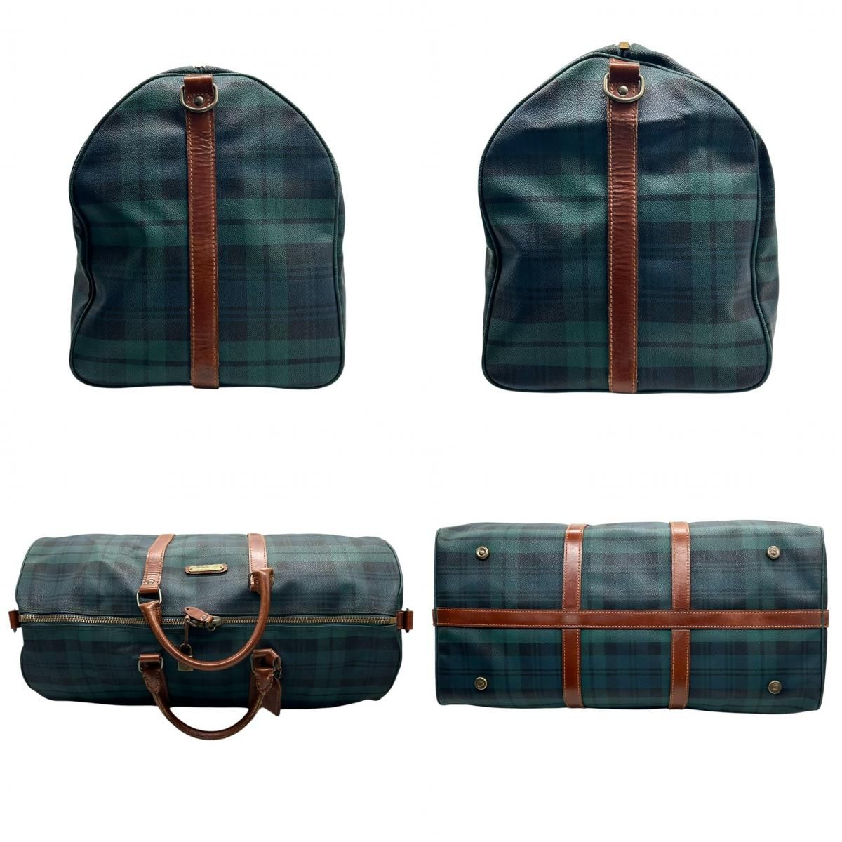 POLO RALPH LAUREN ポロラルフローレン PVC レザー 大容量 ポロラルフローレン ボストンバッグ PVC レザー チェック柄 ブラック