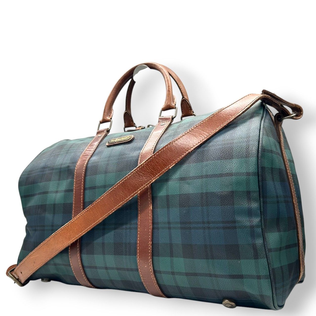 ポロラルフローレン 2WAY ボストンバッグ PVC レザー チェック柄