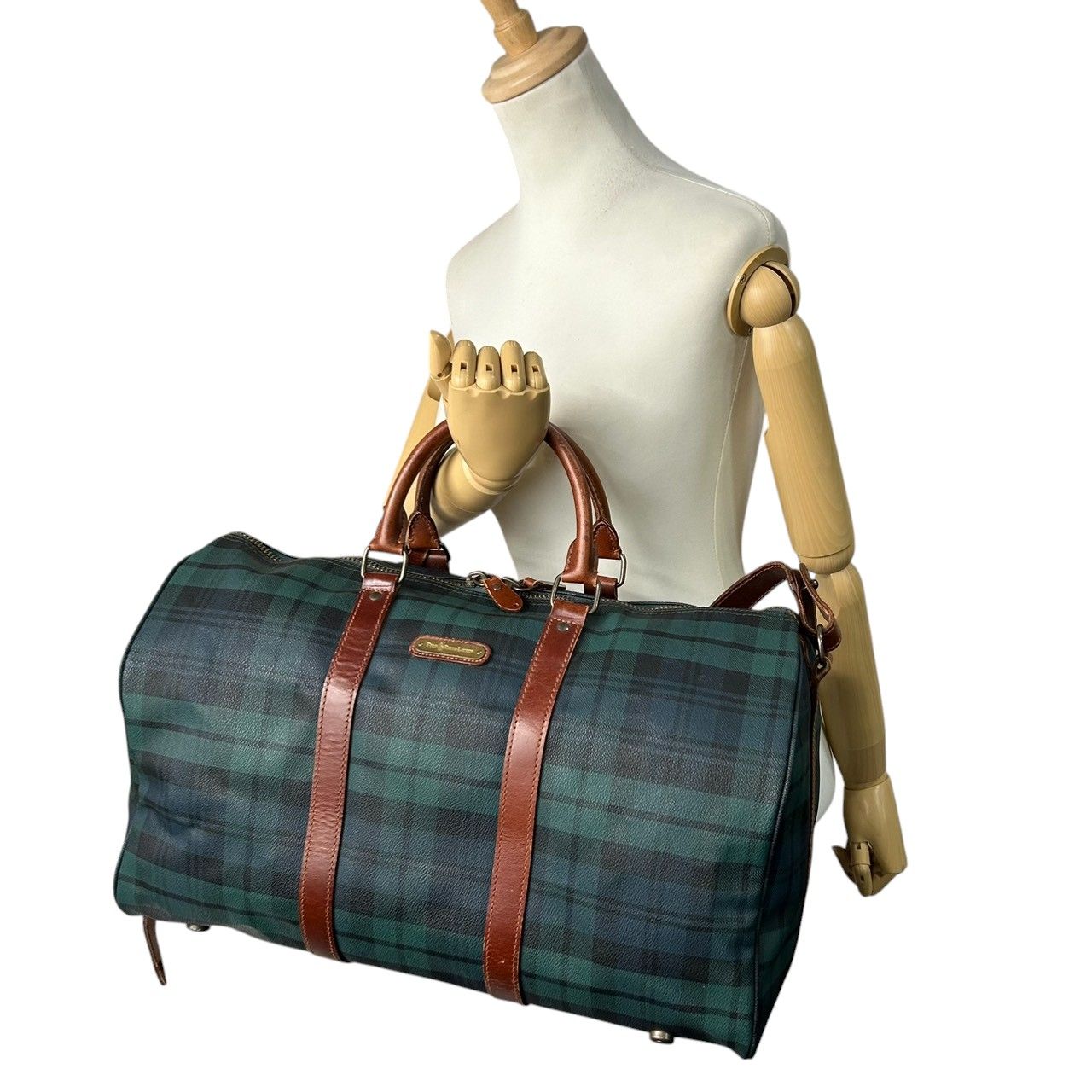 ポロラルフローレン 2WAY ボストンバッグ PVC レザー チェック柄