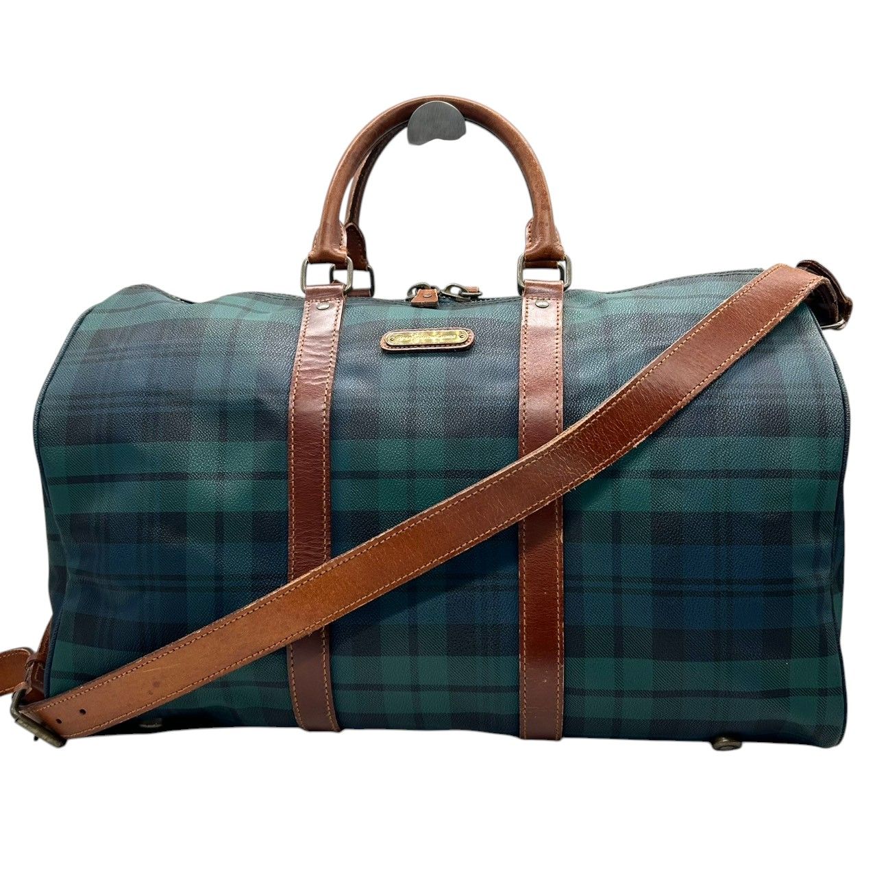 【美品】ポロラルフローレン2way　ミニボストンバッグ　チェック柄PVC レザー ポロ ラルフローレン チェック柄 ミニボストンバッグ PVC / レザー