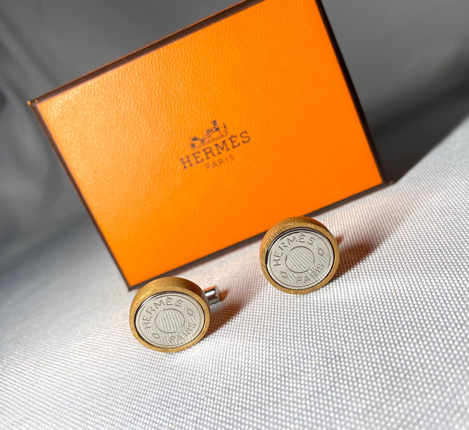 美品 希少 HERMES エルメス セリエ ブランドロゴ ウッド