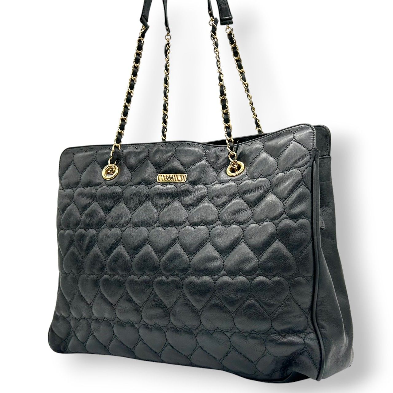 モスキーノ MOSCHINO ハート キルティング チェーンショルダー トート