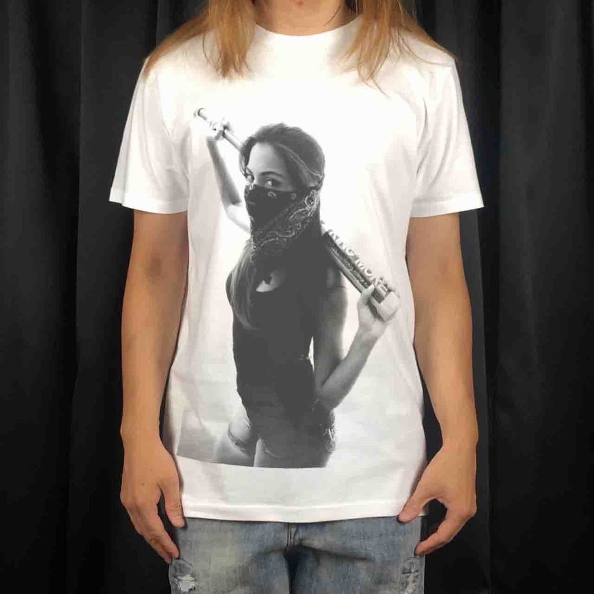 オリジナル Tシャツ ビッグプリント セクシー バンダナ ギャングスタ ガール バット S M L XL タイト ジャスト 大きい ビッグ オーバーサイズ メンズ レディース ユニセックス ピンククリーム