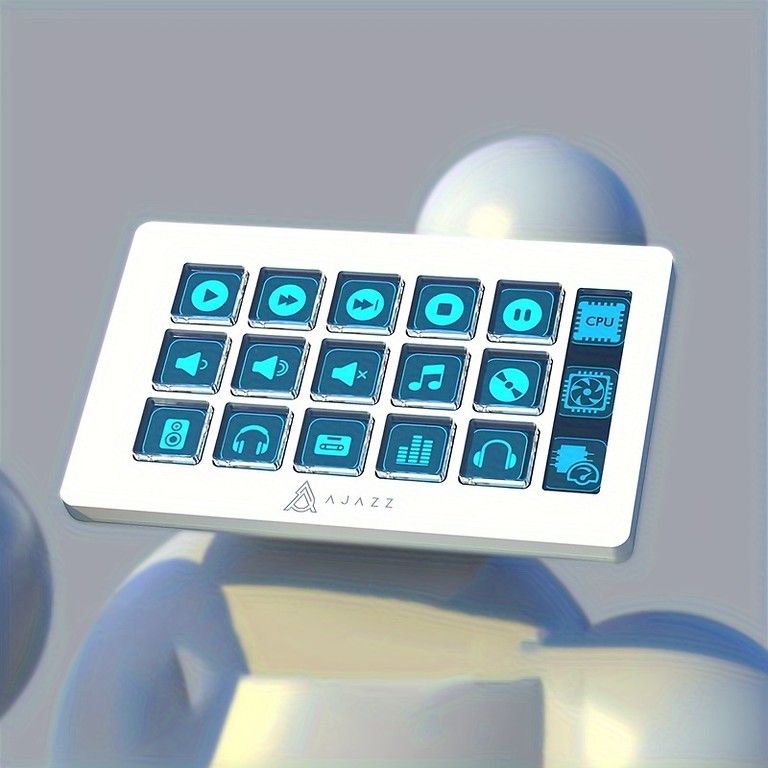 簡単操作 ミニキーボード コントローラー デスクトップアシスタント クイックサウンド調整 メインストリーミング対応 USB接続 コンパクト設計 AJAZZ ホワイト