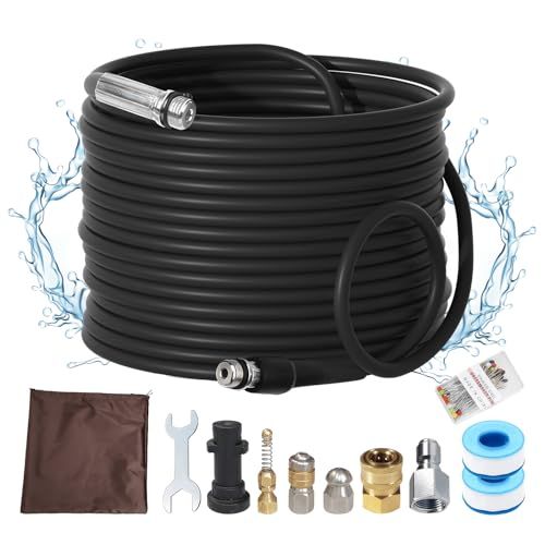 2025強化版 Akitsuba ケルヒャーパイプクリーニングホース 10 m 15 逆噴射 配管洗浄 ３種類スプレーノズル付き パイプクリーナーホース ケルヒャー K 2 3 4 5 7 Kシリーズ高圧洗浄機に対応 ケルヒャー配管洗浄ホー