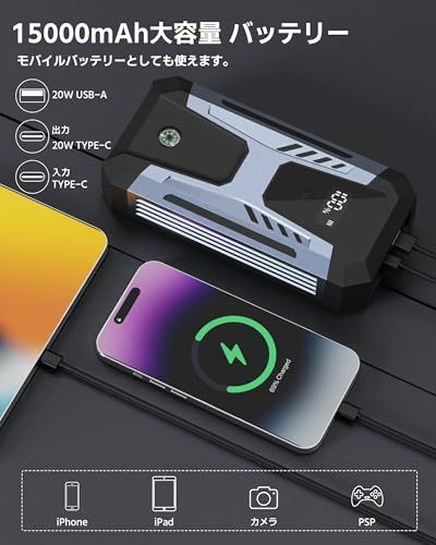 送料無料】ジャンプスターター 12V 車用 エンジンスターター ピーク