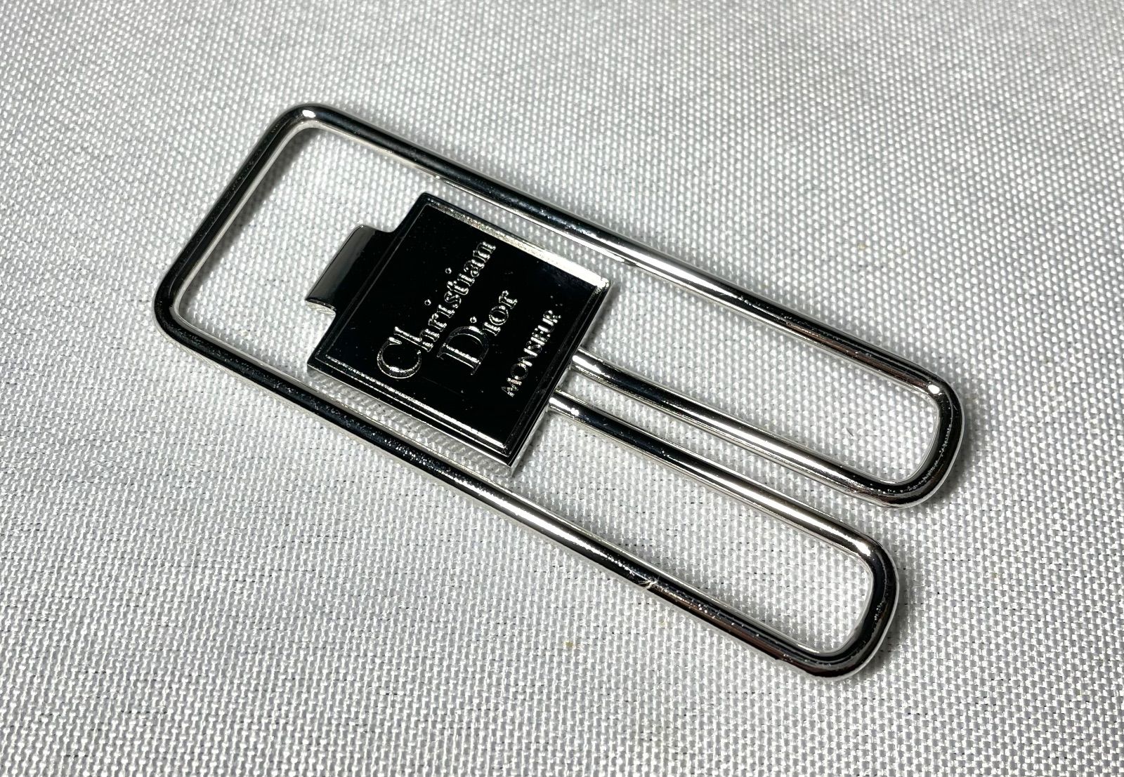 美品 Dior ディオール CDR ロゴ マネークリップ シルバー 札挟み 財布