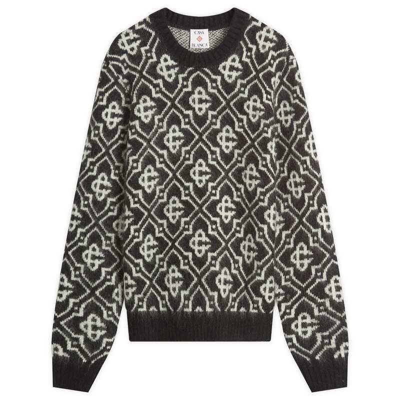 カサブランカ メンズ アウター パーカー スウェット シャツ Casablanca Monogramohair Blend Crew Sweatshirt Black ブラック