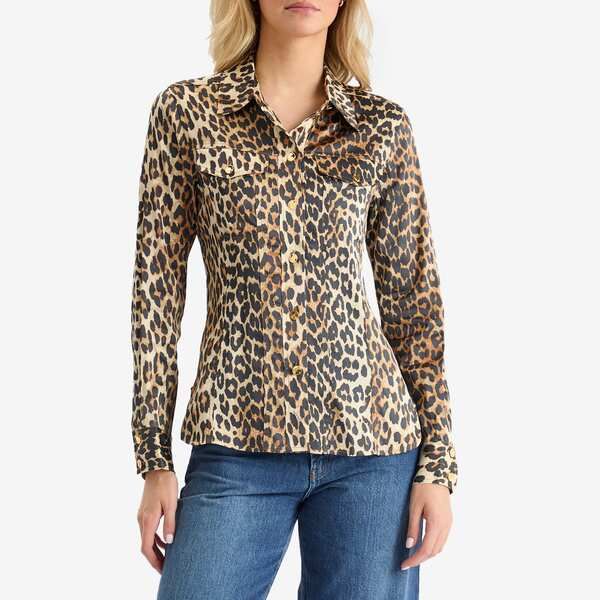 ガニー レディース トップス シャツ プリント サテン GANNI Leopard Printed Satin Shirt アニマル