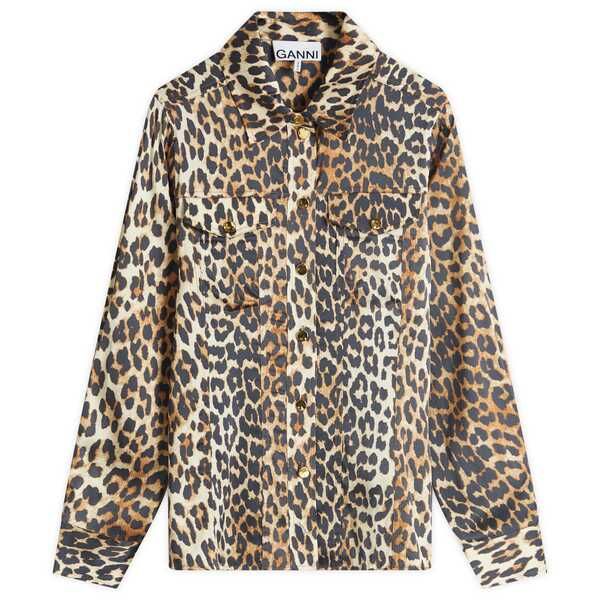 ガニー レディース トップス シャツ プリント サテン GANNI Leopard Printed Satin Shirt アニマル