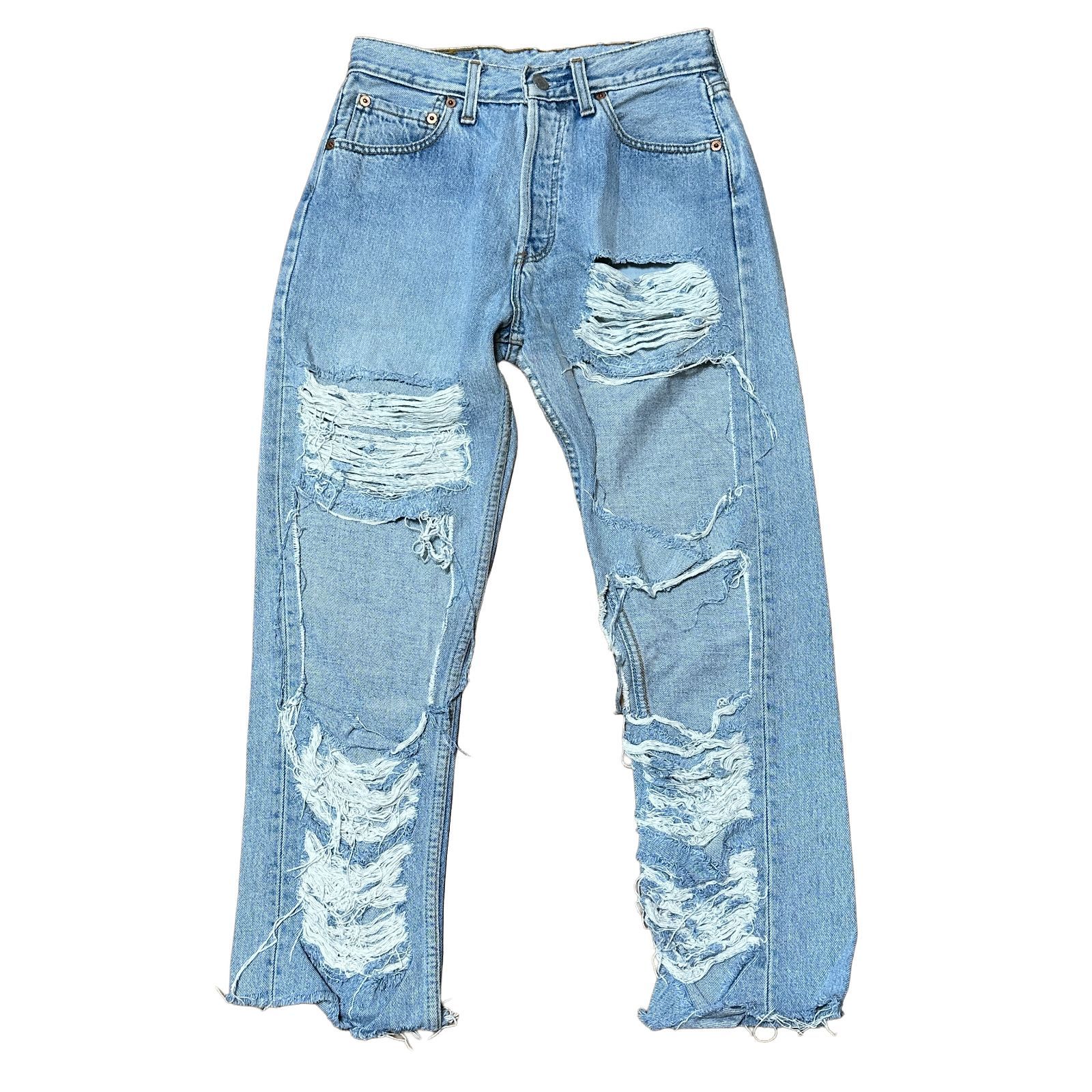 LEVI'S 501 MADE IN UK クラッシュ テーパードデニム リメイク