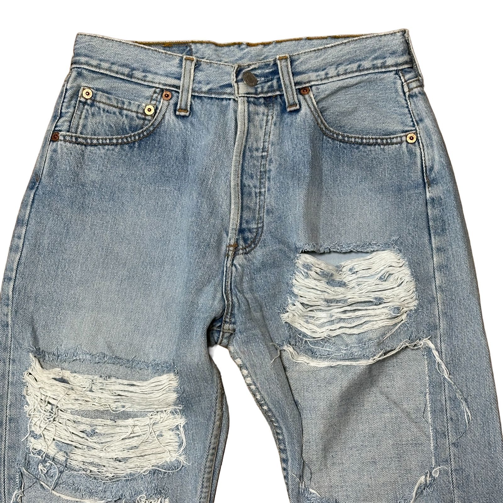 LEVI'S 501 MADE IN UK クラッシュ テーパードデニム リメイク