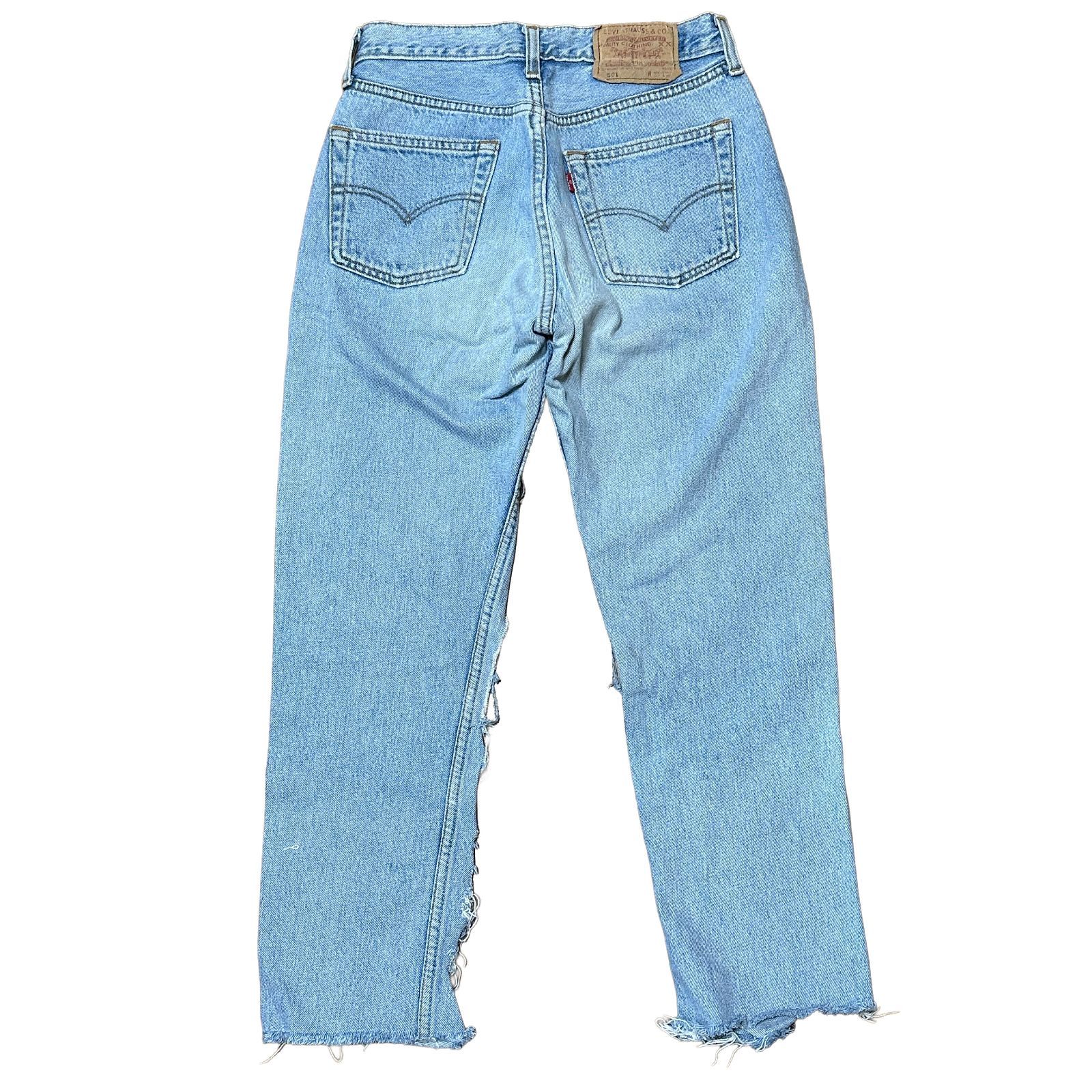 LEVI'S 501 MADE IN UK クラッシュ テーパードデニム リメイク