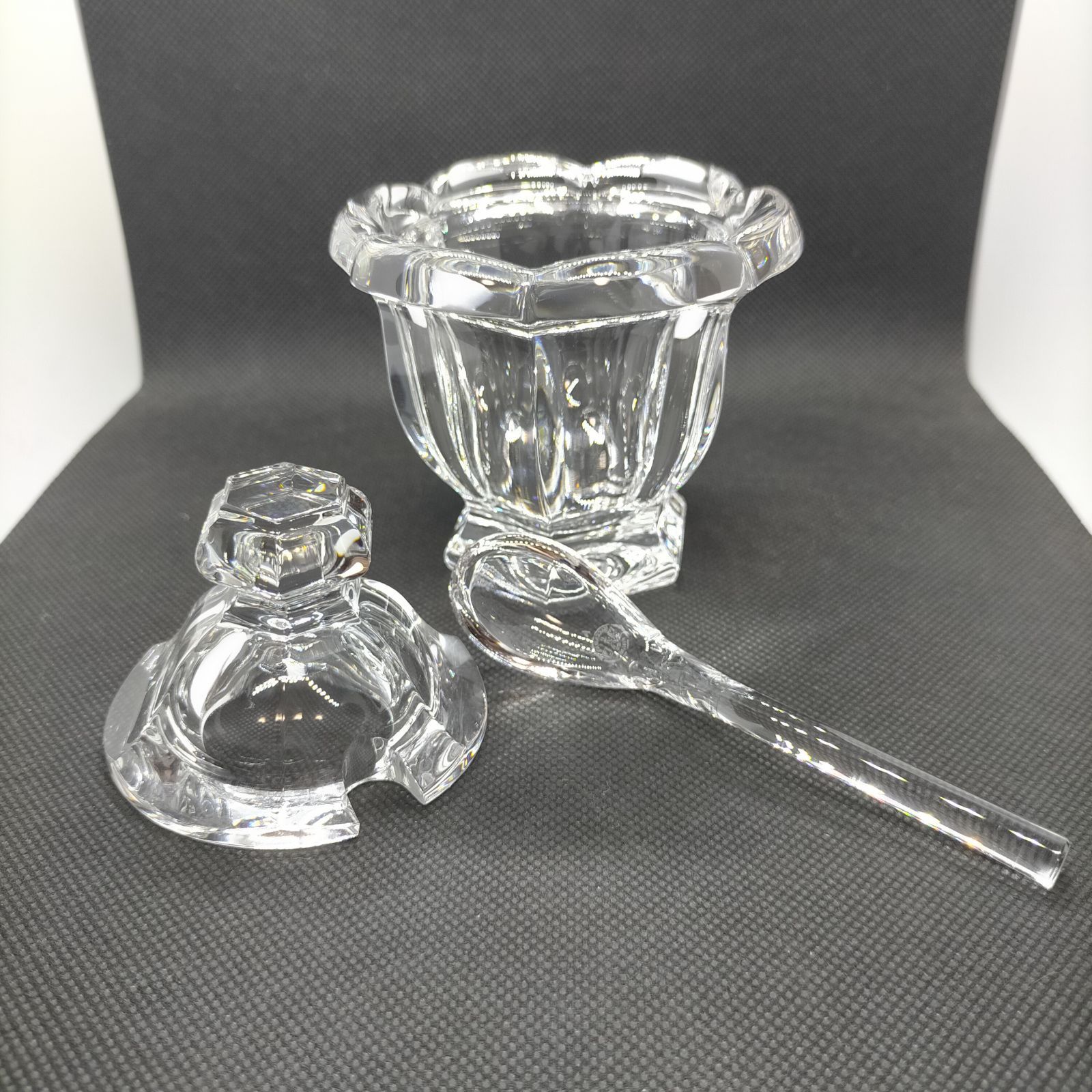 至高の輝き バカラ ミズーリ シュガーポット スプーン付 完品 Baccarat Missouri クリスタル ガラス 小物入れ ほぼ♥