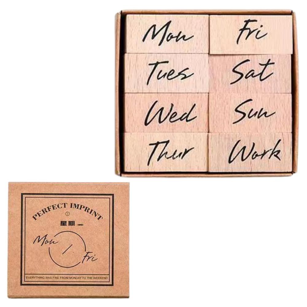 大きい かわいい 曜日 英語 アルファベット おしゃれ 手帳 12ヶ月 日付 セット 数字 (曜日(略)) 木製スタンプ