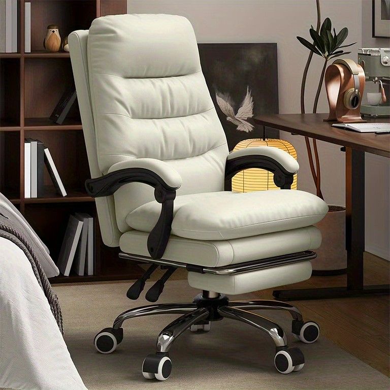 腰痛対策＆快適 高機能オフィスチェア メモリーフォームクッション 高反発座面 ランバーサポート ロッキング機能 360度回転 アームレスト調整 デスクチェア パソコンチェア 事務椅子 テレワーク ホワイト