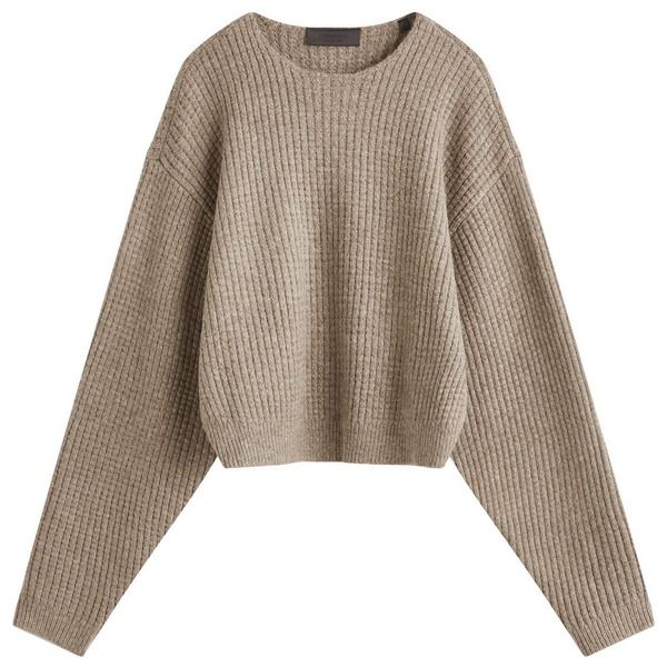 フィアオブゴッド レディース アウター パーカー スウェット シャツ クロップド Fear of God ESSENTIALS Heavy Waffle Cropped Sweatshirt Heather Gray グレー