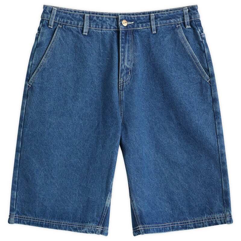 バターグッズ メンズ ボトムス ハーフパンツ ショーツ ショートパンツ デニム Butter Goodscribble Denim Shorts Mid Blue ブルー