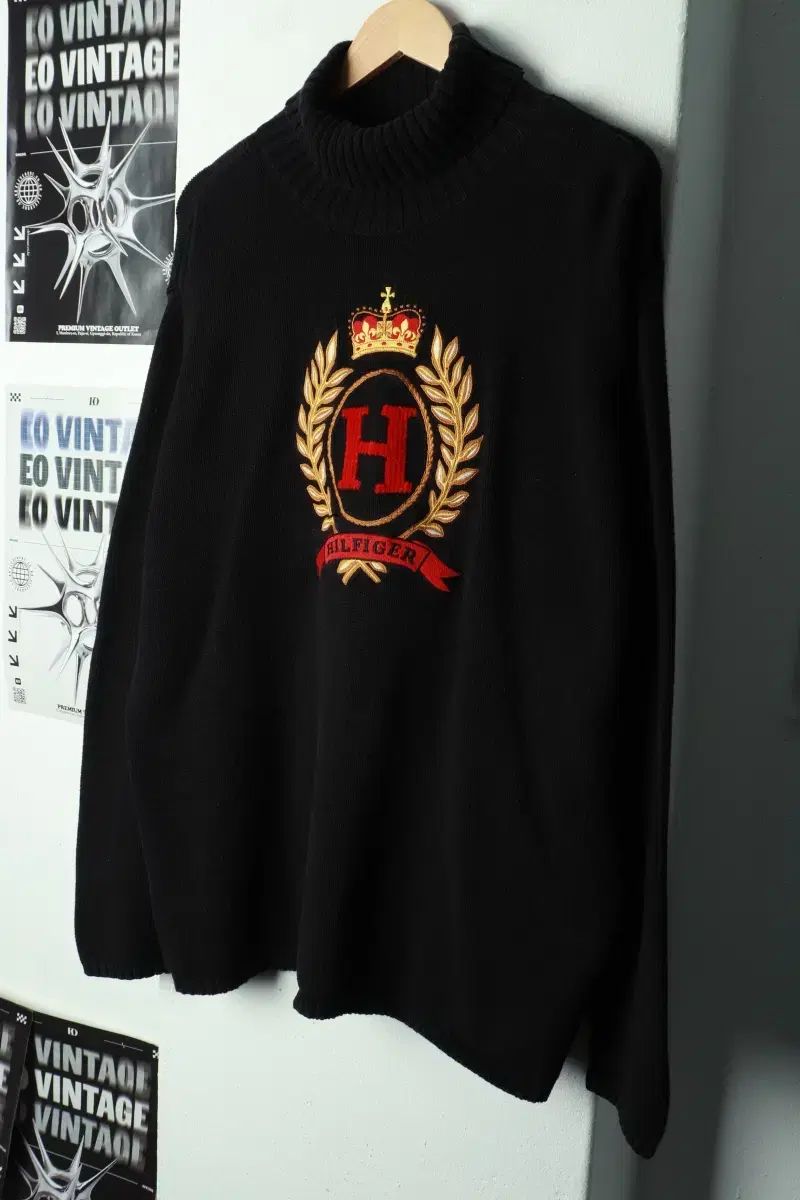 XL 2 トミーヒルフィガー ニット 必須アイテム オーバーサイズ タートルネック ブラック 169 C 5