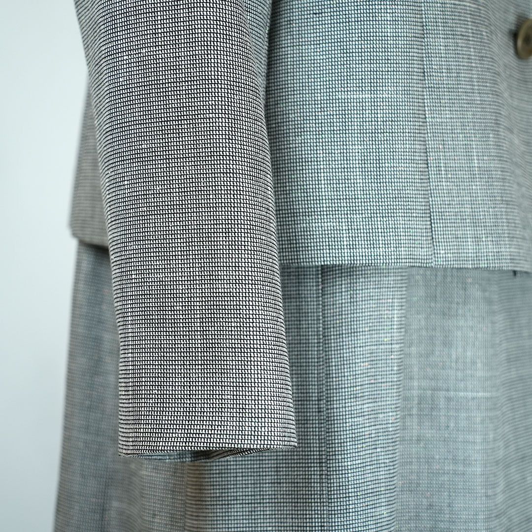 自由区 グレー スカートスーツ 38 W70 秋冬 未使用に近い DMW 自由区 セットアップスーツ ジャケット ロングスカート 千鳥格子