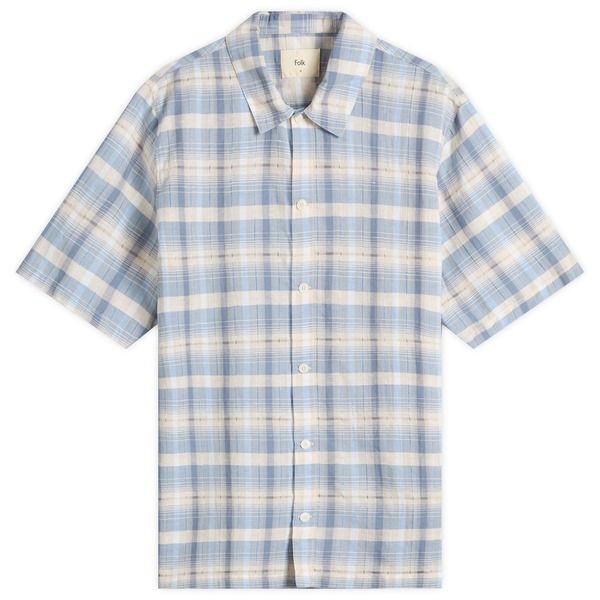 フォーク メンズ トップス シャツ Folk Gabe Short Sleeve Shirt Soft Blue ブルー