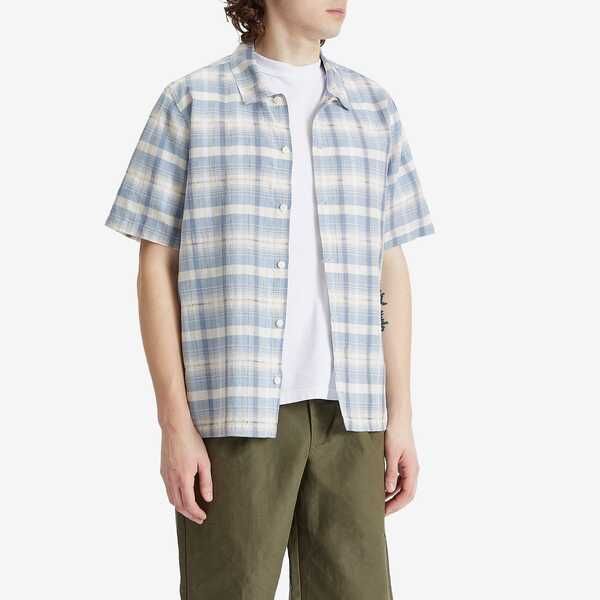 フォーク メンズ トップス シャツ Folk Gabe Short Sleeve Shirt Soft Blue ブルー