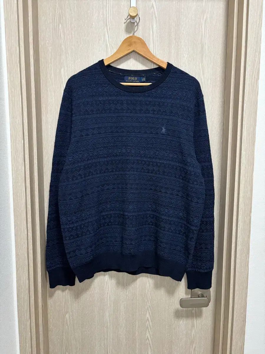 ポロ EXTRA Shift The Map メリノウール パータンニット L 105 ネイビー