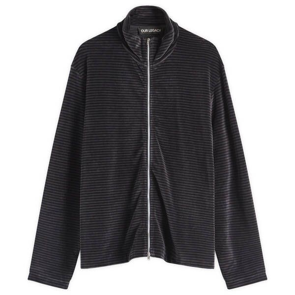 アワーレガシー メンズ トップス ポロシャツ Our Legacy Shrunken Fullzipolo Phantom Stripe Velour ストライプ