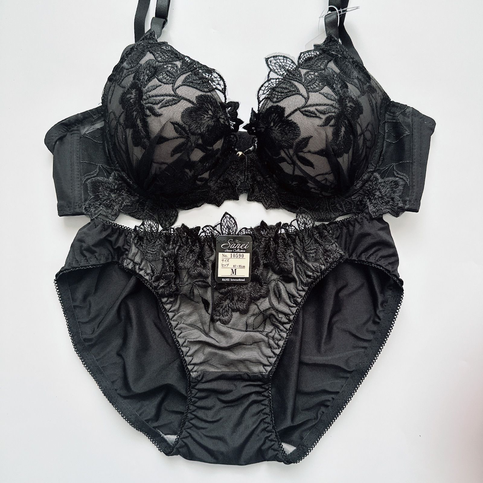 sanei/サンエイ/10590BK/ブラショーツセット/ブラック/脇高ブラ/C80
