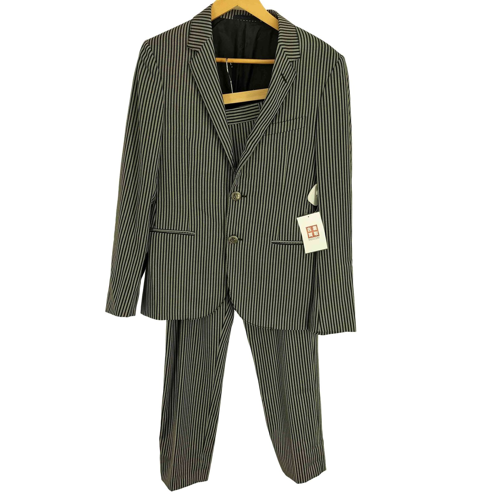 ランバン LANVIN ウール ルカ期 エルボーパッチ ストライプ 2 B テーラードジャケット パンツ セットアップ メンズ 44