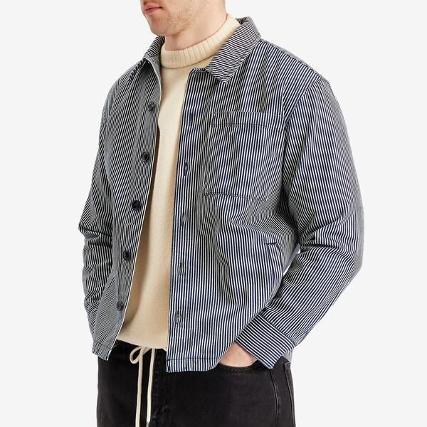 バブアー メンズ トップス シャツ Barbour Ticking Stripe Overshirt Indigo インディゴ