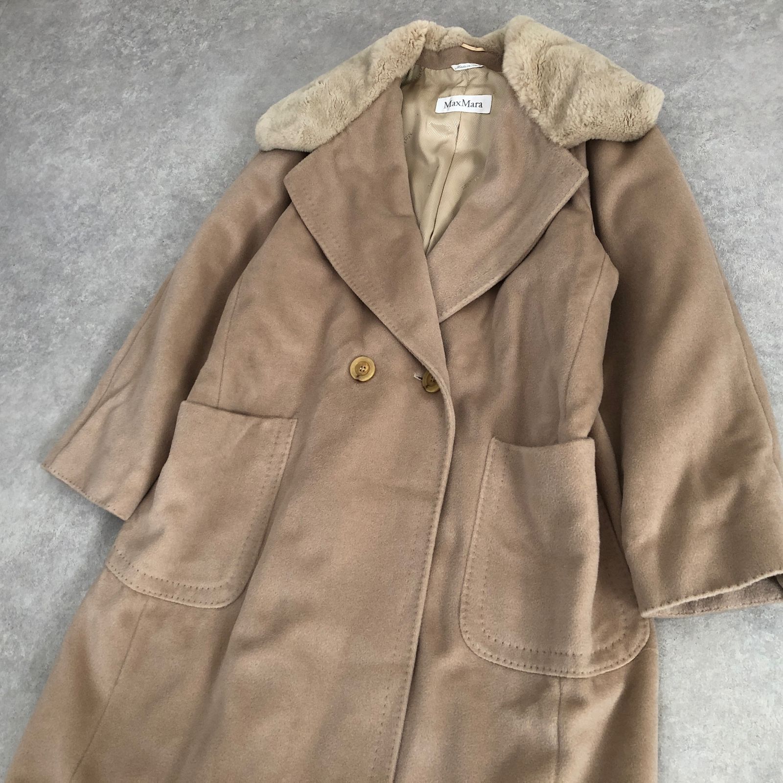 MaxMara カシミヤ混 ウール ダブル オーバー コート マックスマーラ 