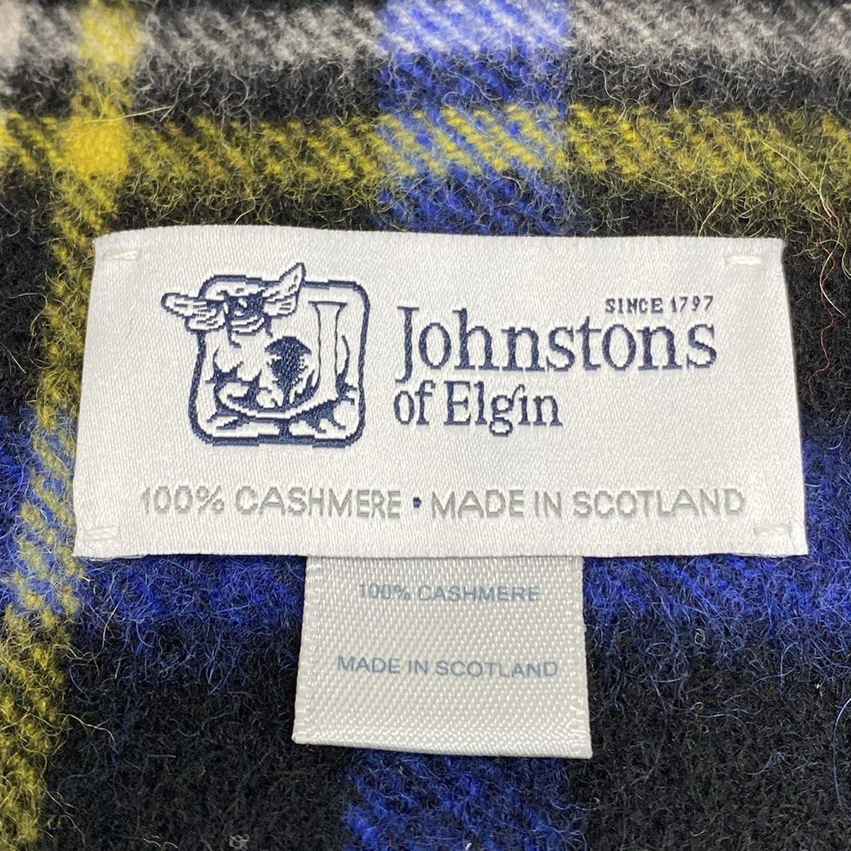 johnstons of elgin ジョンストンズ ストール ショール レッド 黒 マルチ チェック柄 カシミヤ