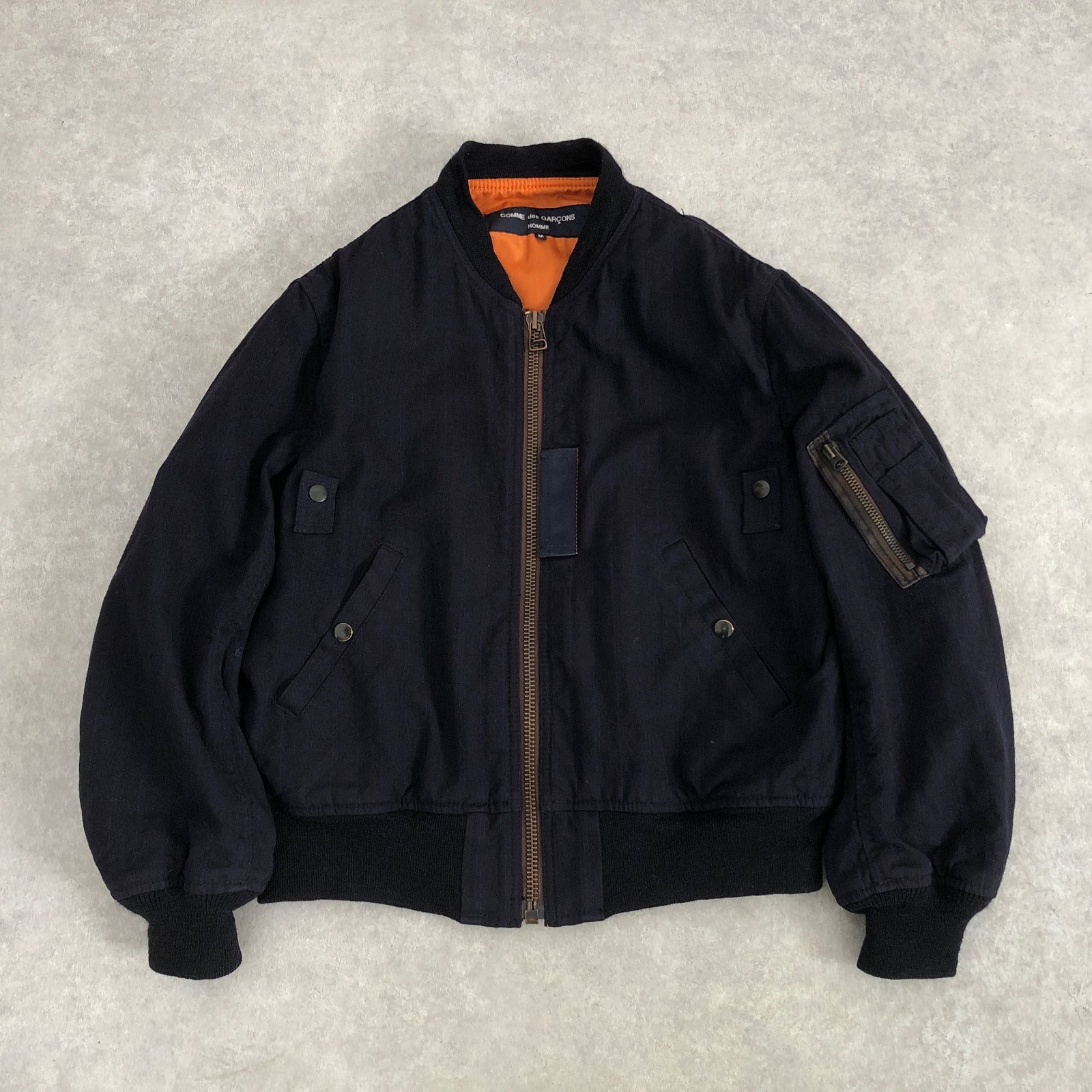 名作 COMME des GARCONS HOMME ウール縮絨 MA 1 ミリタリー フライト ジャケット ブルゾン コムデギャルソン オム