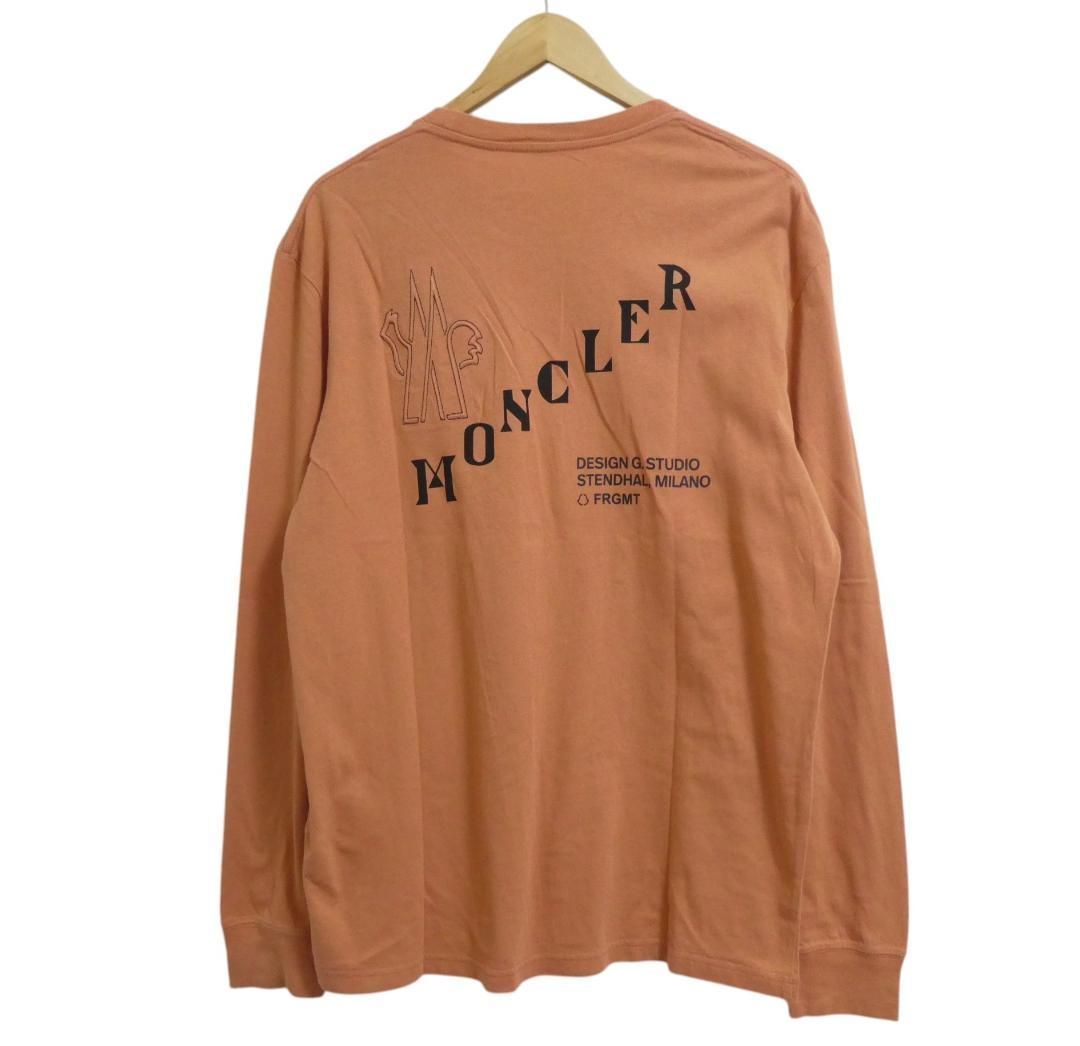 MONCLER モンクレール フラグメント サイズM 21 AW Long Sleeve Maglia Tee コットン バックプリント 長袖 ロングスリーブ マグリア Tシャツ カットソー オレンジ系 メンズ