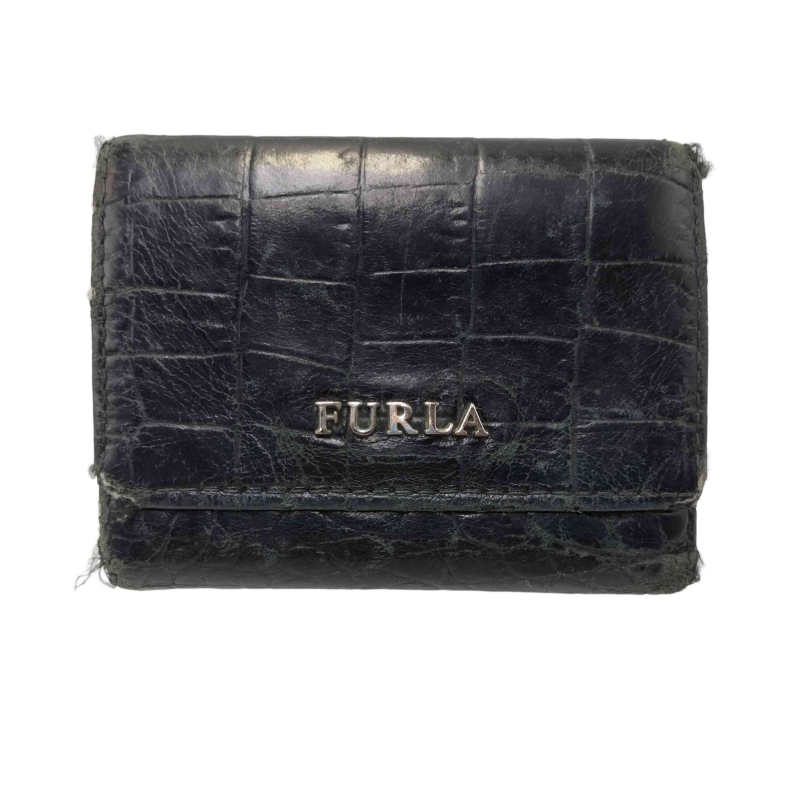 未使用品 FURLA フルラ クロコ型押し レザー ウォレット 二つ折り財布