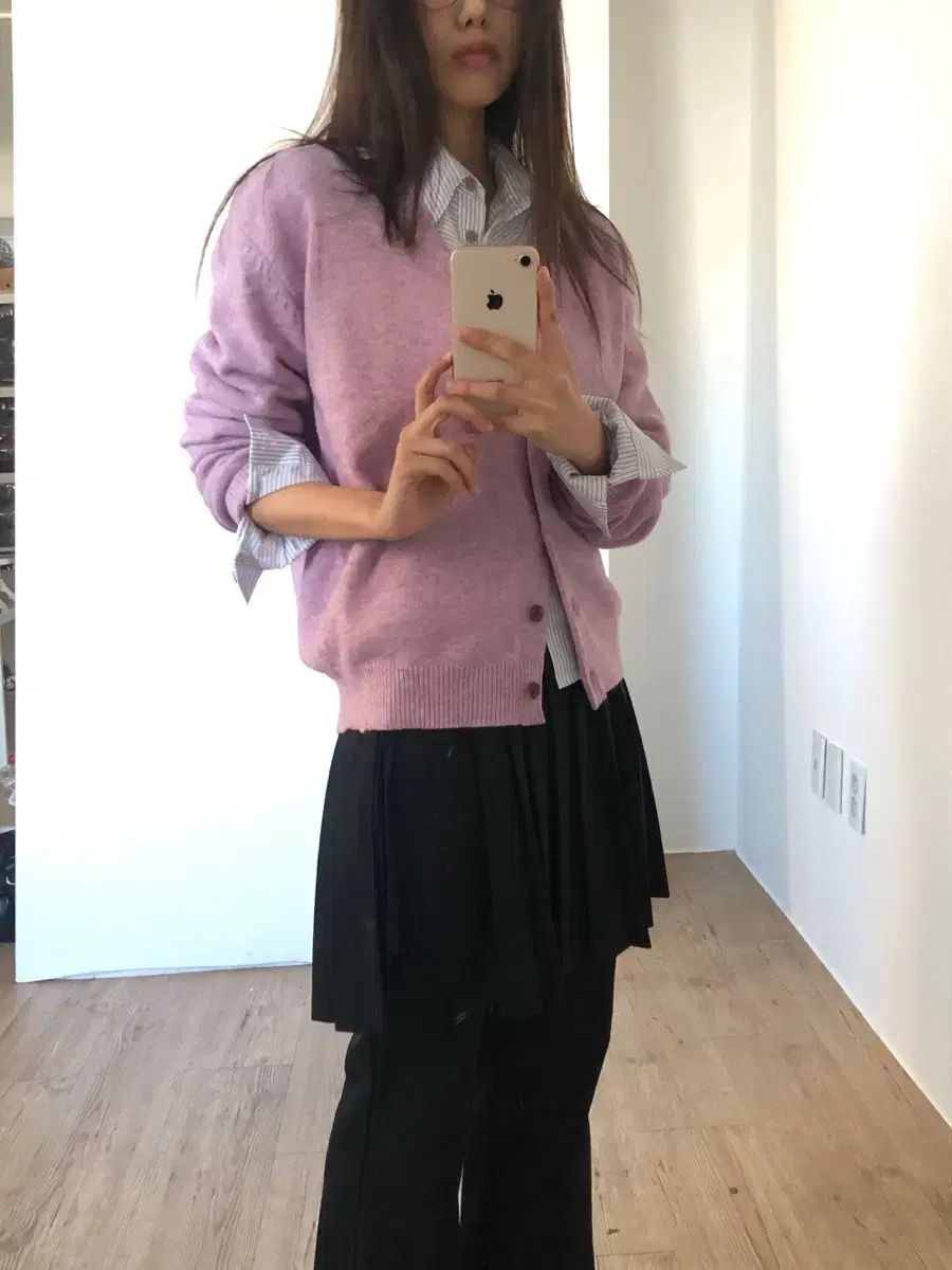 더기 ストライプ シャツ カーディガン