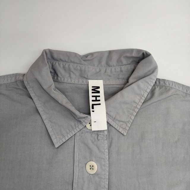 MHL. 595-3253501 COMPACT COTTON POPLIN 長袖シャツ 23SS ブルー